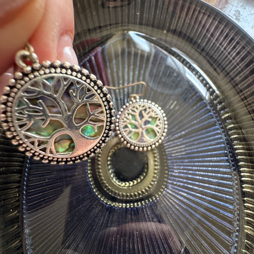 Green and Silver Artisanal Drop Earrings
